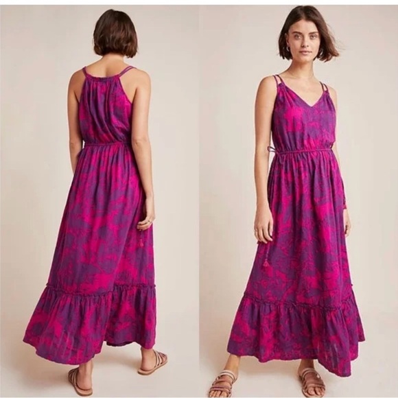 Anthropologie Dresses & Skirts - Anthropologie SATURDAY SUNDAY Yasmine  Tiered Maxi Dress Tie Waist Sz S Purple